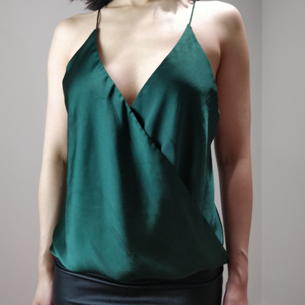 Akira Red Label silky green camisole blouse - Picture 1 of 12